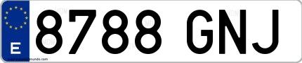 Ejemplo de matrícula española 8788 GNJ