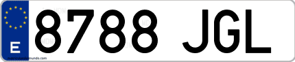 Ejemplo de matrícula de coche ordinaria 8788 JGL