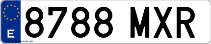 Ejemplo de matrícula de coche ordinaria 8788 MXR