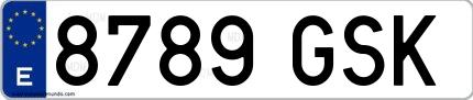 Ejemplo de matrícula española 8789 GSK