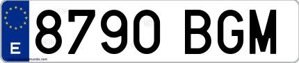 Ejemplo de matrícula española 8790 BGM