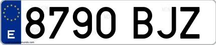 Ejemplo de matrícula española 8790 BJZ
