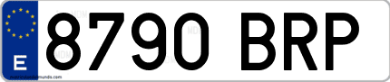 Ejemplo de matrícula de coche ordinaria 8790 BRP
