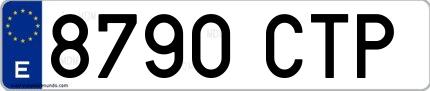 Ejemplo de matrícula española 8790 CTP