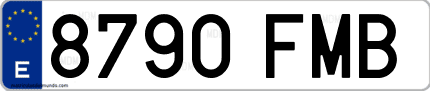 Ejemplo de matrícula de coche ordinaria 8790 FMB