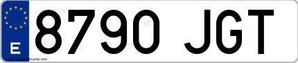 Ejemplo de matrícula española 8790 JGT
