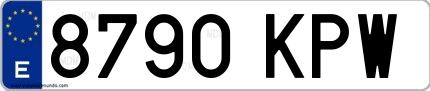 Ejemplo de matrícula española 8790 KPW