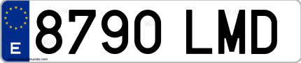 Ejemplo de matrícula de coche ordinaria 8790 LMD