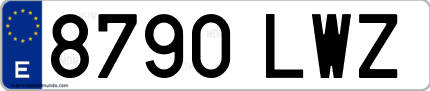 Ejemplo de matrícula de coche ordinaria 8790 LWZ