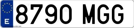 Ejemplo de matrícula española 8790 MGG