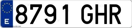 Ejemplo de matrícula española 8791 GHR