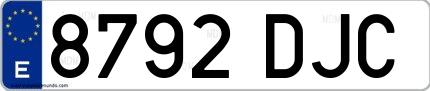Ejemplo de matrícula española 8792 DJC