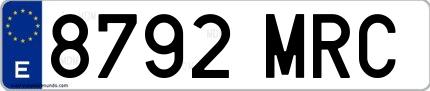 Ejemplo de matrícula española 8792 MRC