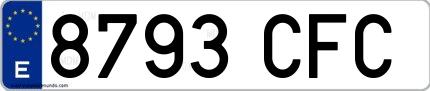 Ejemplo de matrícula española 8793 CFC