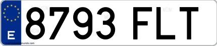 Ejemplo de matrícula española 8793 FLT