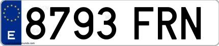 Ejemplo de matrícula española 8793 FRN