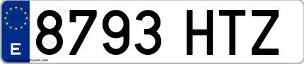 Ejemplo de matrícula española 8793 HTZ