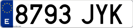 Ejemplo de matrícula de coche ordinaria 8793 JYK