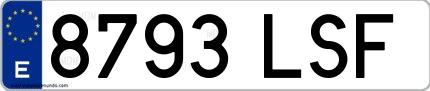 Ejemplo de matrícula española 8793 LSF