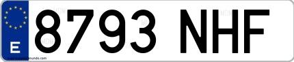 Ejemplo de matrícula española 8793 NHF