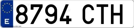 Ejemplo de matrícula española 8794 CTH