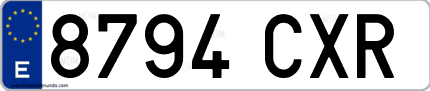 Ejemplo de matrícula de coche ordinaria 8794 CXR