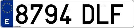 Ejemplo de matrícula española 8794 DLF
