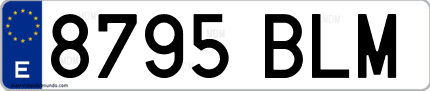 Ejemplo de matrícula de coche ordinaria 8795 BLM