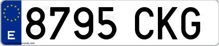 Ejemplo de matrícula española 8795 CKG
