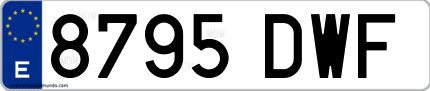 Ejemplo de matrícula de coche ordinaria 8795 DWF