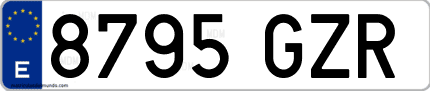 Ejemplo de matrícula de coche ordinaria 8795 GZR