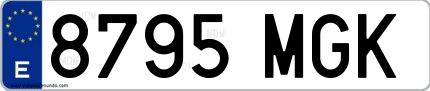 Ejemplo de matrícula española 8795 MGK
