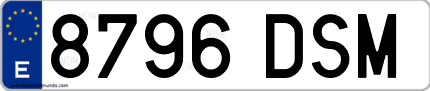Ejemplo de matrícula de coche ordinaria 8796 DSM