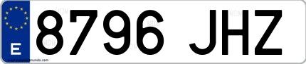 Ejemplo de matrícula española 8796 JHZ