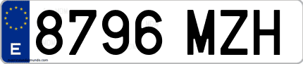 Ejemplo de matrícula de coche ordinaria 8796 MZH