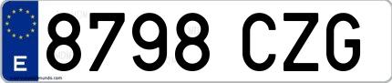 Ejemplo de matrícula española 8798 CZG