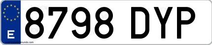 Ejemplo de matrícula española 8798 DYP