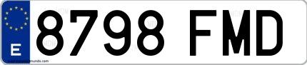 Ejemplo de matrícula española 8798 FMD