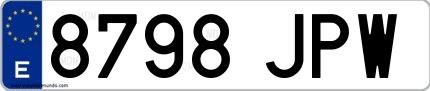 Ejemplo de matrícula española 8798 JPW