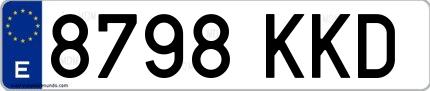 Ejemplo de matrícula española 8798 KKD