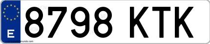 Ejemplo de matrícula española 8798 KTK