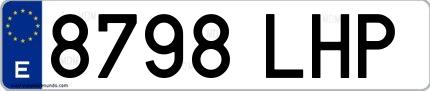 Ejemplo de matrícula española 8798 LHP