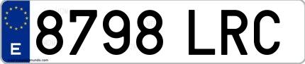 Ejemplo de matrícula española 8798 LRC
