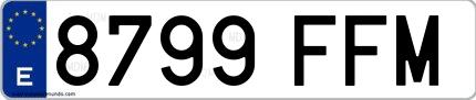 Ejemplo de matrícula española 8799 FFM