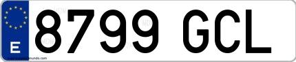 Ejemplo de matrícula española 8799 GCL