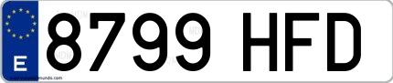 Ejemplo de matrícula española 8799 HFD