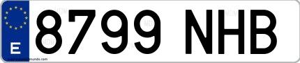 Ejemplo de matrícula española 8799 NHB