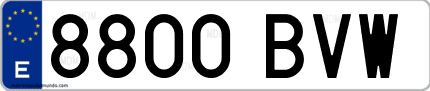 Ejemplo de matrícula de coche ordinaria 8800 BVW