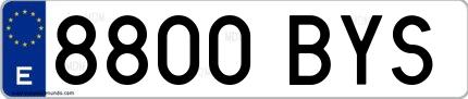 Ejemplo de matrícula española 8800 BYS