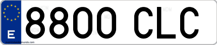 Ejemplo de matrícula de coche ordinaria 8800 CLC